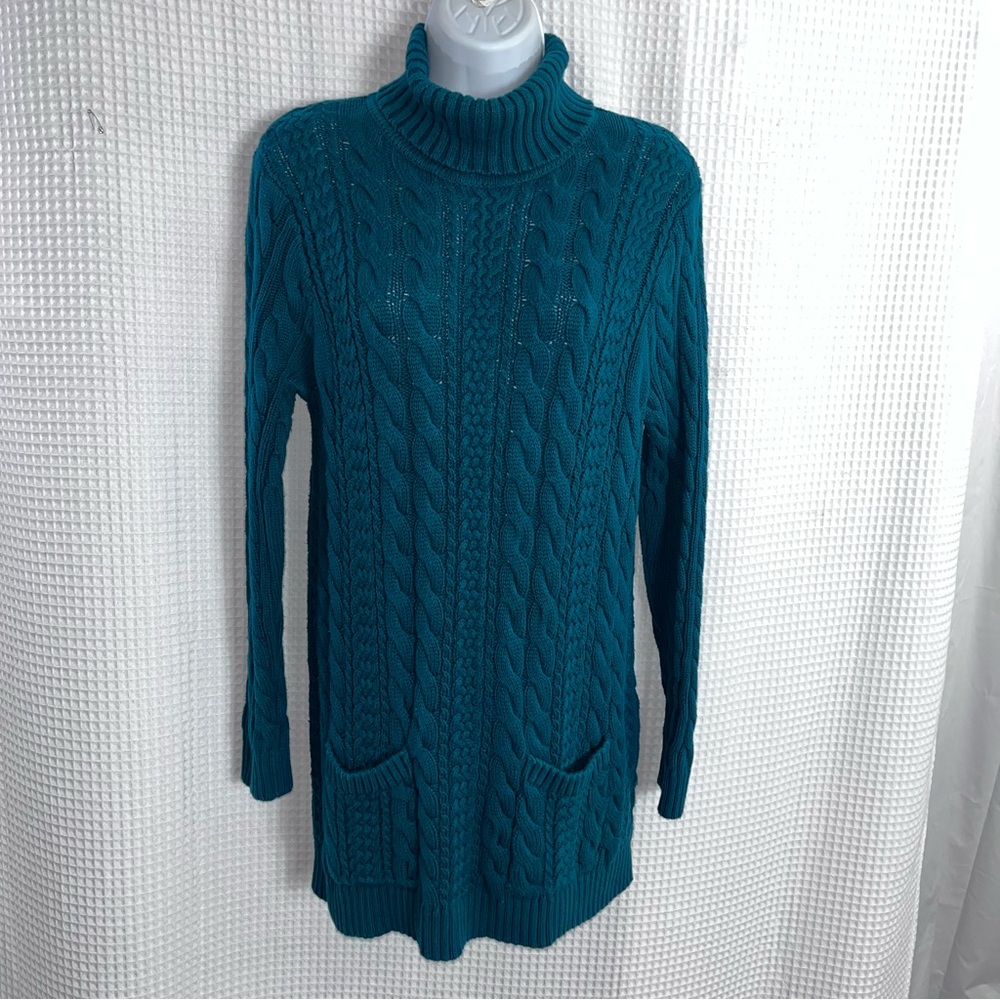 JEANNE PIERRE Teal Cowl Neck Sweater dress size medium